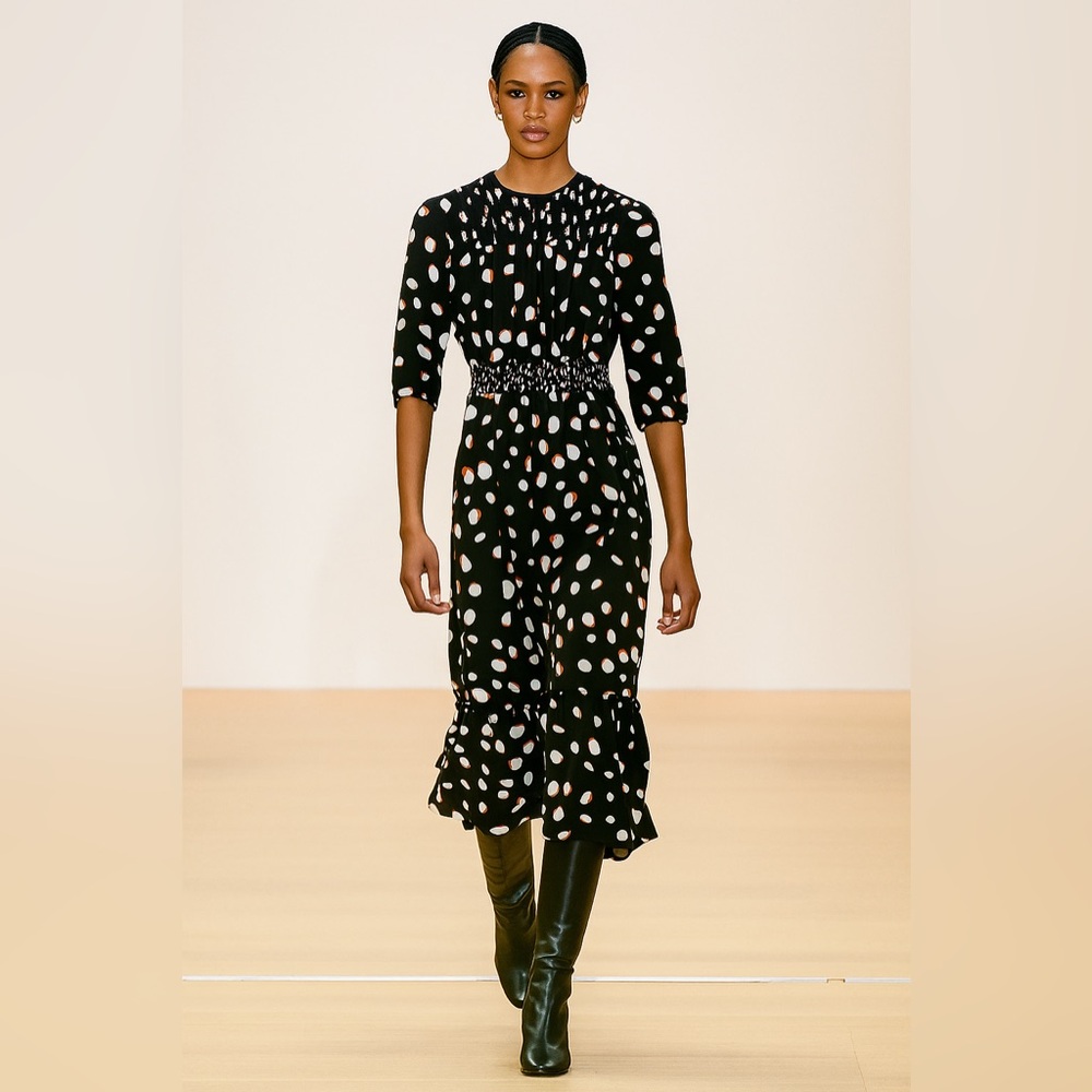AC+Co Black Polka Dot Midi Dress Size Small